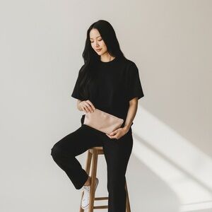 Kate Spade rose gold glitter cosmetic bag